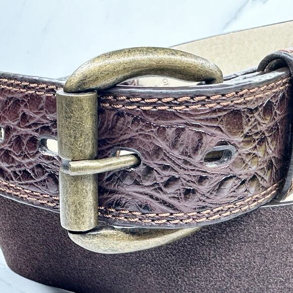 Chinese Laundry Brown Leather Wide Belt Large (L) Textured Boho ✨ - Picture 8 of 14